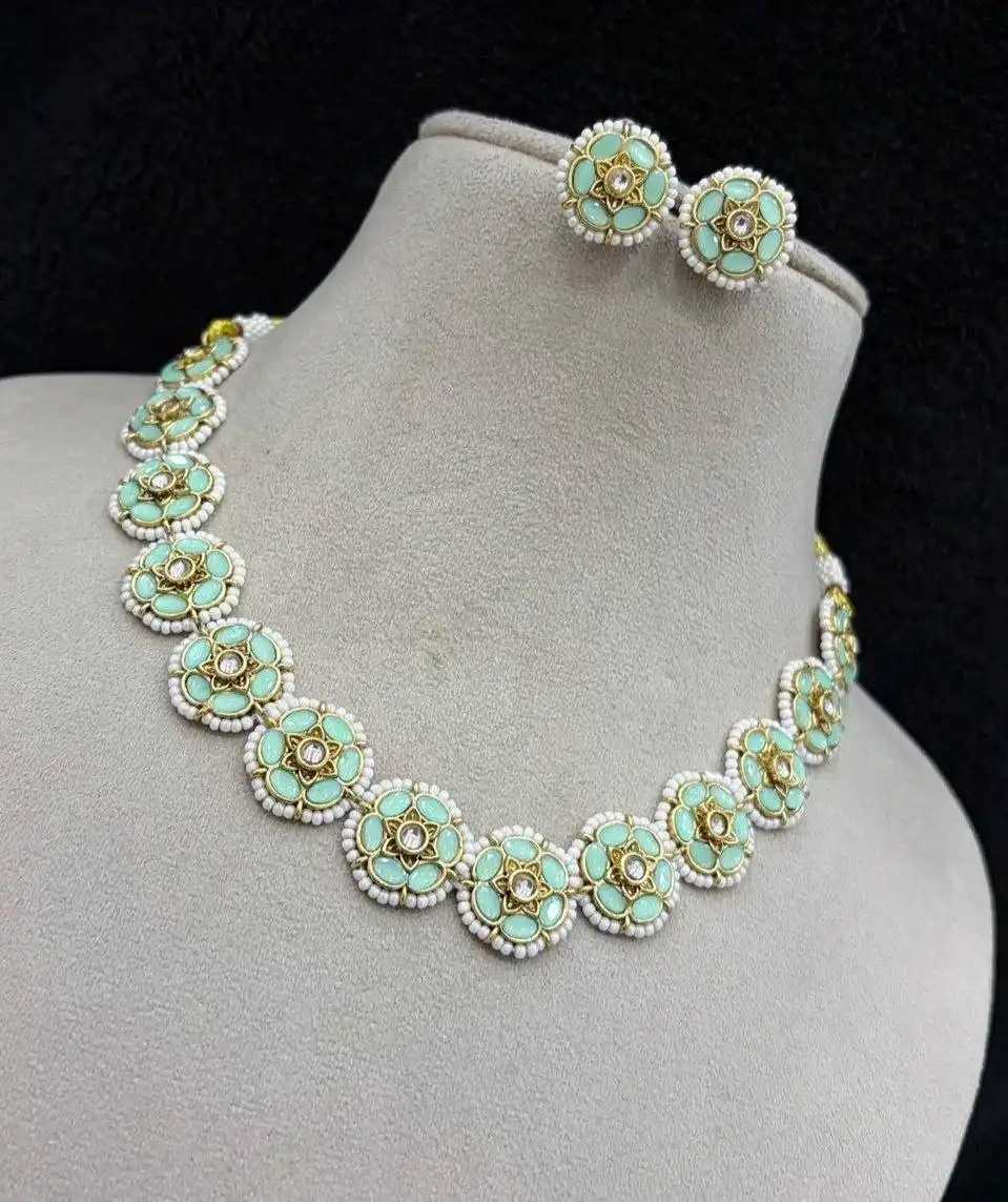 Blush Bloom Necklace set - Mint Green
